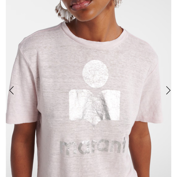 Isabel Marant Étoile Pink 100% Linen Graphic Logo T-Shirt Size M - Picture 6 of 10